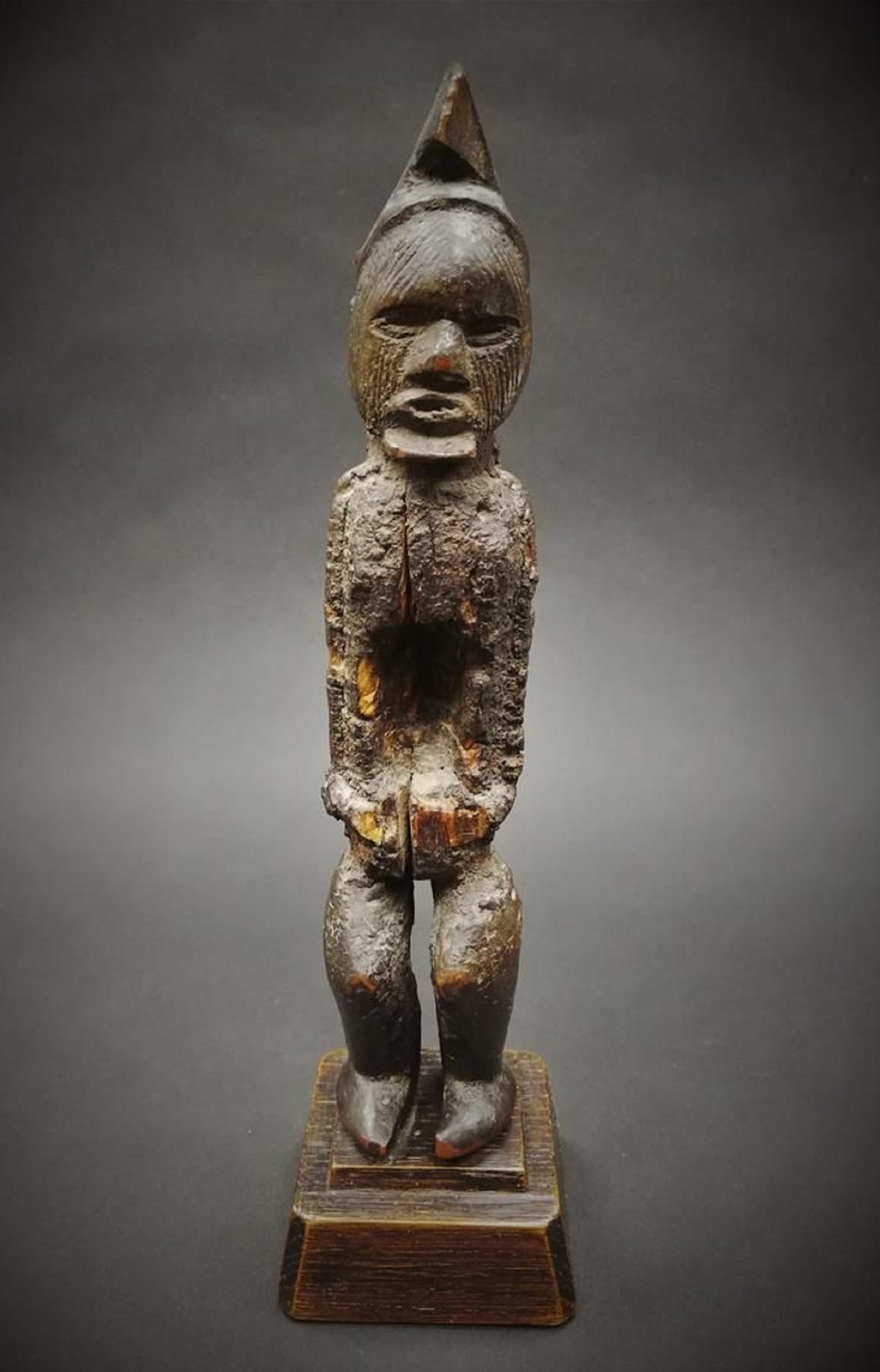 ART AFRICAIN Fétiche TEKE avec charge 19 cm AFRICAN FETISH BATEKE